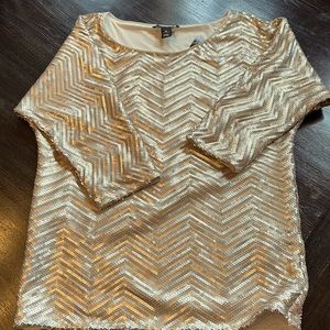 White House Black Market Sequin 3/4 sleeve top